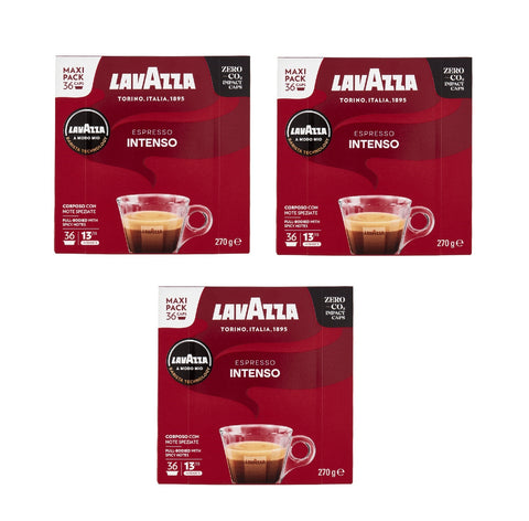 3x Lavazza Espresso INTENSO 36 capsule compatibile A Modo Mio 36 capsules de café compatibles Modo Mio 270g