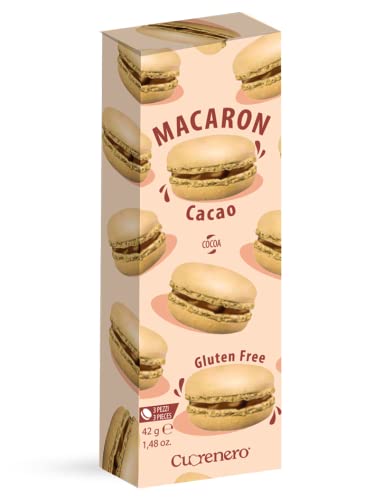 Cuorenero 3 Macaron Saveur Cacao | Macaron Au Chocolat Sans Gluten | Chocolats Dans Une Boîte-Cadeau | Biscuits Macaron En Boîte - 42 Gr.