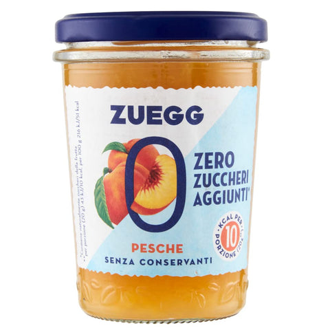 Zuegg Zero Pesche Lot De 8 Pots De Confiture De Pêches Sans Sucre Ajouté 220 G + Boîte Italienne Gourmet Polpa Di Pomodoro 400 G