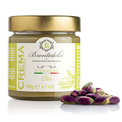 Brontedolci Crema Spalmabile Di Pistacchio Elite Crème À Tartiner À La Pistache 190 G En Verre De Sicile Avec 40,5 % De Pistache
