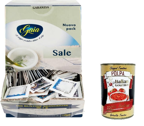Gaia - Sale Dans Une Boîte Mono-Dose Bustine Da 500 Pezzi Sel Dans Des Sachets Individuels. Boîte De 500 Pièces + Italian Gourmet Polpa 400 G