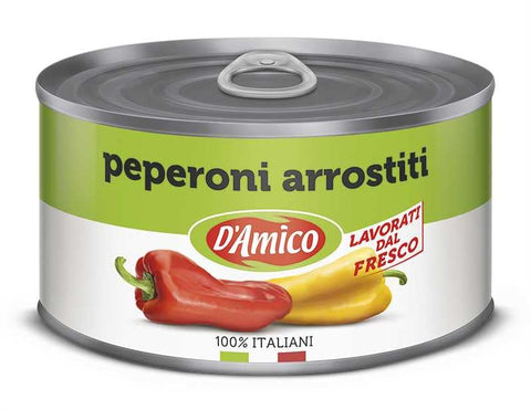 D'amico Peperoni Arrostiti Interi E Spellati Piments Rôtis Entiers Et Décortiqués Frais Préparé 400g
