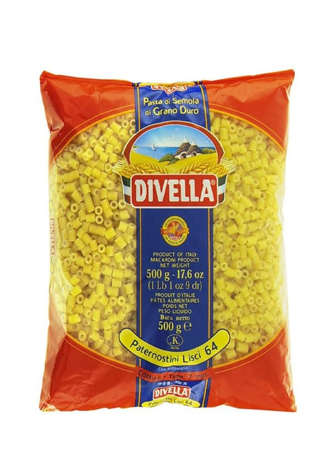 Divella Pâtes De Semoule De Blé Dur Paternostini Lisse 64 Gr 500 X 24