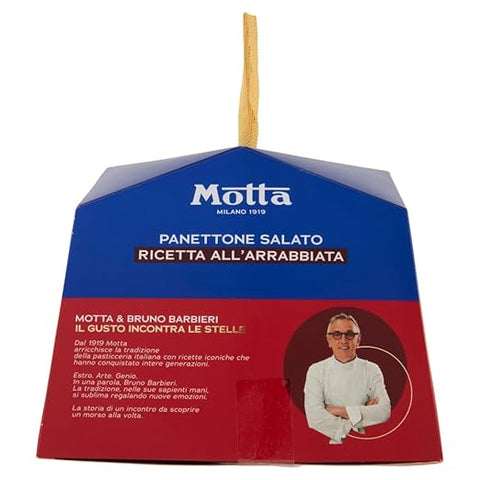 4x Motta Panettone Salato all’Arrabbiata 450g – Aux tomates séchées, poivrons et origan – recette du chef étoilé Bruno Barbieri – spécialité italienne + Italian Gourmet polpa 400g