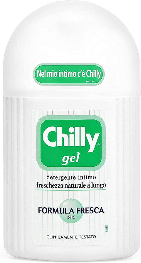 Lot De 6 Gels Nettoyants Intimes De Chilly Gel Nettoyant Pour L'hygiène Intime Avec Du Menthol Naturel Et Une Fraîcheur Naturelle Testée Cliniquement Ph 5 200 Ml + Italian Gourmet Polpa 400 G