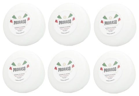 Lot De 6 Savons À Raser White Line In A Bowl Proraso - Blanc - 150 Ml