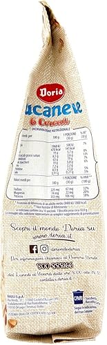 12x Doria Bucaneve Biscotti ai 6 Cereali Biscuits à l'avoine, à l'épeautre, au blé, au riz, au sarrasin et à l'orge Sachet de 300 g