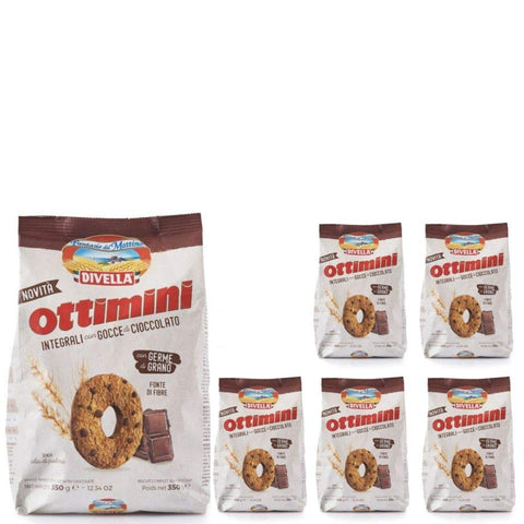 Divella Biscotti Ottimini Integrali Con Gocce Di Cioccolato 6 Confezioni Da 350 Grammi