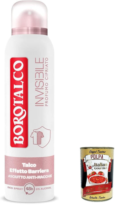 Borotalco Lot De 6 Déodorants En Spray Invisible Rose Sans Alcool Avec Talc De L'effet Barrière, Ne Capture Pas Et Ne Transmet Pas Laions 48h Poudre Parfum 150 Ml + Polpa Italien Gourmet 400 G