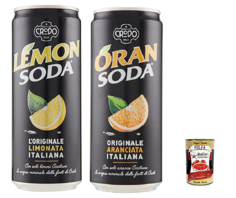 Campari Group Lemon Soda Lot De 24 Bouteilles De Limonata Italienne 330 Ml + 24 Boîtes D'orsoda 330 Ml Campari Orange Limonade À L'orange + Polpa Italien Gourmet