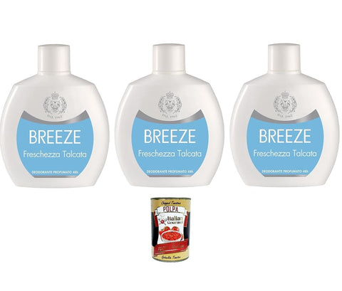 Breeze Freschezza Talcata Squeeze Lot De 3 Déodorants Sans Gaz Et Sans Sels D'aluminium Parfum 48 H 100 Ml + Italian Gourmet Polpa 400gr