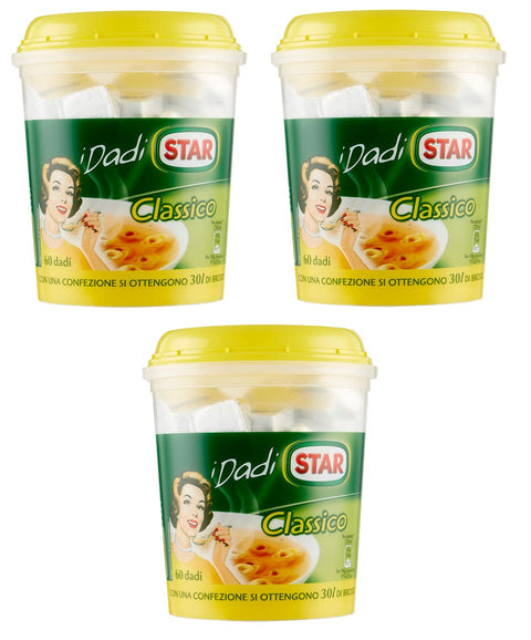 Lot De 3 Cubes De Bouillon Star I Dadi Classico Avec 60 Cubes, Environ 30 Litres De Bouillon Sont Obtenus, 600 G De Préparation Alimentaire Pour Bouillon