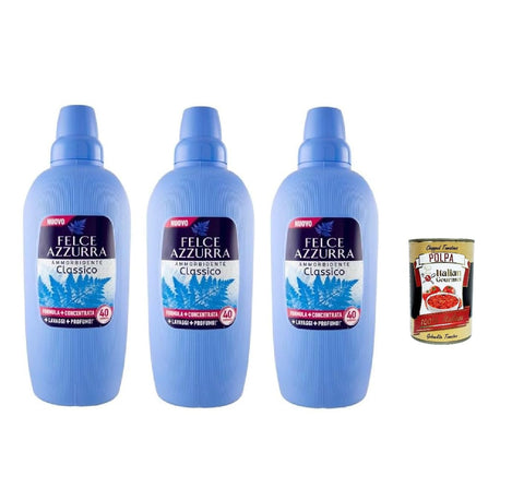Felce Azzurra Ammorbidente Classico Lot De 3 Adoucissants Liquides Parfum Incomparable 40 Lavages 2 L + Italian Gourmet Polpa 400gr