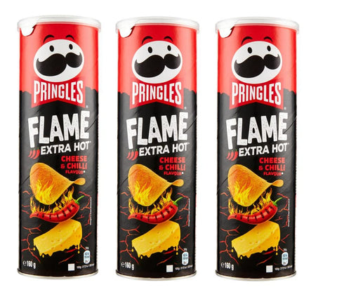 Pringles Flame Lot De 3 Snacks Salés Au Fromage Extra Chaud Au Goût De Fromage Épicé 160 G
