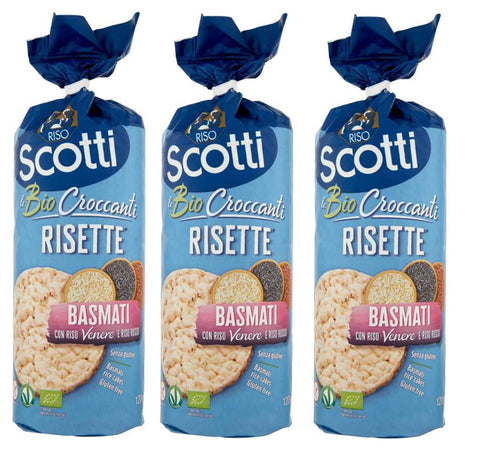 Riso Scotti Le Bio Croccanti Risette Basmati Lot De 3 Gâteaux De Riz Bio Sans Gluten 120 G Basmati Avec Riz Venere Et Riz Rouge