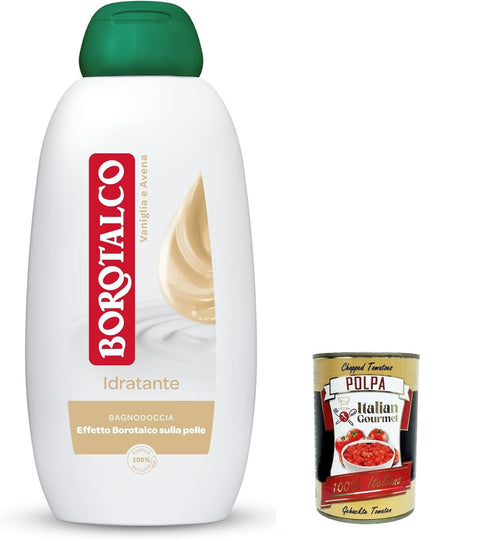 Borotalco Bagnodoccia Idratante Vaniglia E Avena, Lot De 12 Formules De Bain Corporelles, Hydratante Et Enveloppante, Effet Borotalco Sur La Peau, 450 Ml + Italian Gourmet Polpa 400 G