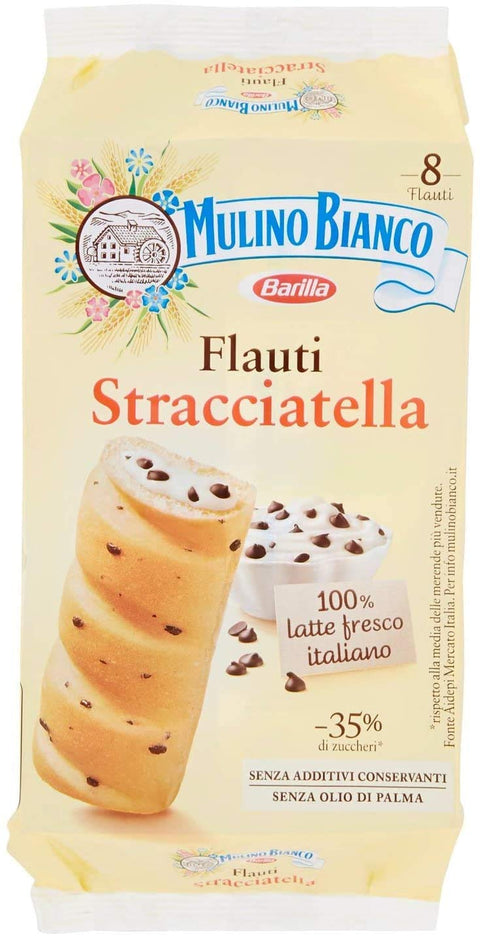 Mulino Bianco Flauti Merende Alla Stracciatella Con Gocce Di Cioccolato 6 Pezzi Da 280 Grammi