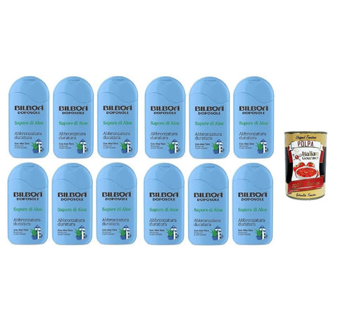 Bilboa Lot De 12 Crèmes Après-Soleil Doposole Sapore Di Aloe, Bronzage Longue Durée Avec Aloe Vera, Musique Pour Peaux Sensibles, Testée Dermatologiquement – 200 Ml + Polpa Italian Gourmet 400 G