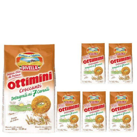 Divella Biscotti Ottimini Croccanti Ai 7 Cereali 6 Confezioni Da 300 Grammi