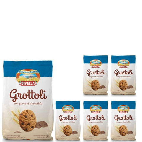 Divella Grottoli Biscotti Con Gocce Di Cioccolato 6 Confezioni Da 400 Grammi