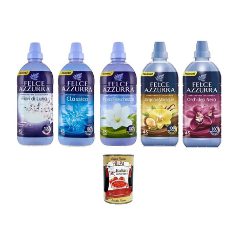 Felce Azzurra - Ammorbidente Concentrato - Adoucissant Concentré - Parfum Incomparable - 45 Lavages - 5 X 900 Ml + Italian Gourmet Polpa 400gr