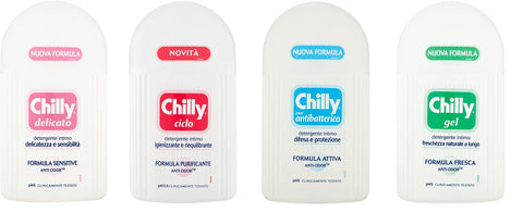 Chilly Lot De 4 Nettoyants Intimate Cleanser Pour L'hygiène Intime Avec Molécule Anti-Odeur - Formule Douce Et Apaisante - Ph 5, 200 Ml + Italian Gourmet Polpa