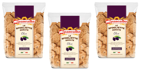 Panealba Le Sfogliette Dorate Lot De 3 Collations Cuites Au Four Avec Grains De Sel Et Olives 180 G
