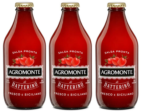 Lot De 3 Bouteilles En Verre Agromonte Salsa Pronta Di Pomodoro Datterino Datterino Pour Tomates Sauce Purée De Tomates 330 G