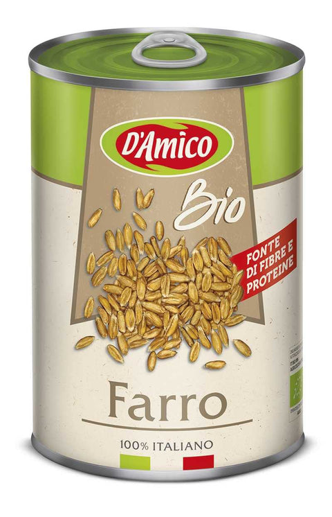 D'amico Farro Lot De 12 Épeautre Bio Bouilli Naturellement Origine Italienne Seulement 3 Ingrédients Eau, Épeautre Et Sel - Source De Fibres Et De Protéines - 400 G