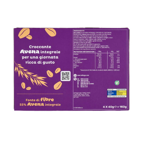 10x Kellogg's Oaties barretta cioccolato e avena Barres chocolatées et avoine, (4x40 g) 160g