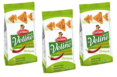 Curtiriso Le Veline Snack Al Peperoncino Scrokkinati Biologico Lot De 3 Collations Au Piment Bio 80 G