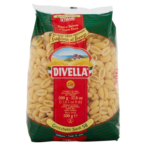 Divella Gnocchetti Sardi N. 58 Lot De 10 Pâtes À La Semoule De Blé Dur 500 G + Boîte De 400 G