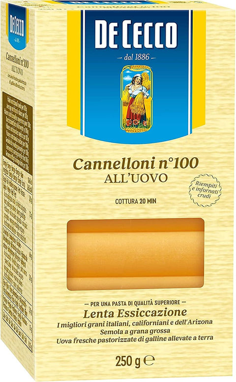 Lot De 5 Pâtes De Cecco Cannelloni N. 100 Uovo Oeuf Pâtes 250 G