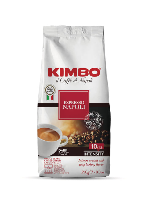 Kimbo - Espresso Napoli - Café Grain Arabica Et Robusta - Italien Authentique - Intensité 10 / Dark Roast - Lot De 12 Paquets De 250 G
