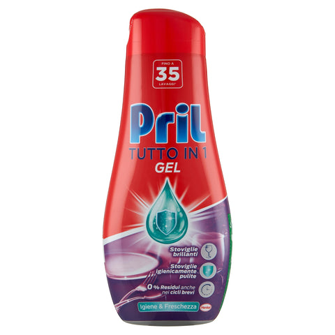 Pril Gel All In One Citron & Lime, Lessive Lave-Vaisselle Liquide Multi-Action Sale Difficile, Pack De 35 Lavages