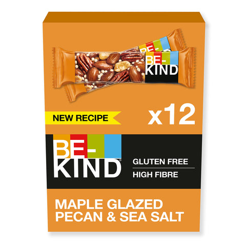 Be-Kind - Barres De Céréales - Noix De Pécan, Sirop D'érable & Sel Marin - Sans Gluten - Riches En Fibres - Grand Format - 12 X 40g