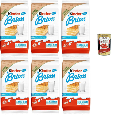 Kinder Brioss - 10 Collations Gâteau Éponge, Bien Sûr 100% De Garniture De Lait Italien, Excellent Pour Le Petit Déjeuner Et Les Collations, 6x 270 + Italian Gourmet Polpa 400g