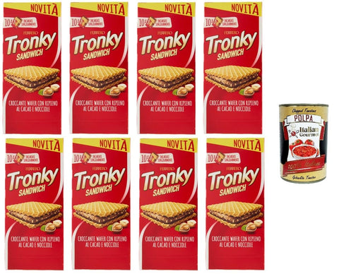 Tronky Lot De 8 Paquets De 220 G De Pâte À Croque-Monsieur Garnie De Cacao Et De Noisettes + Italian Gourmet Polpa 400 G
