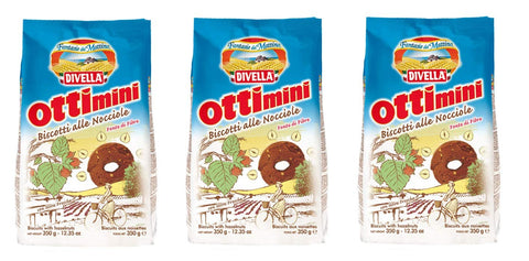 Divella Ottimini Alle Nocciole Lot De 3 Biscuits Sablés Avec Noisettes Hachées 350 G