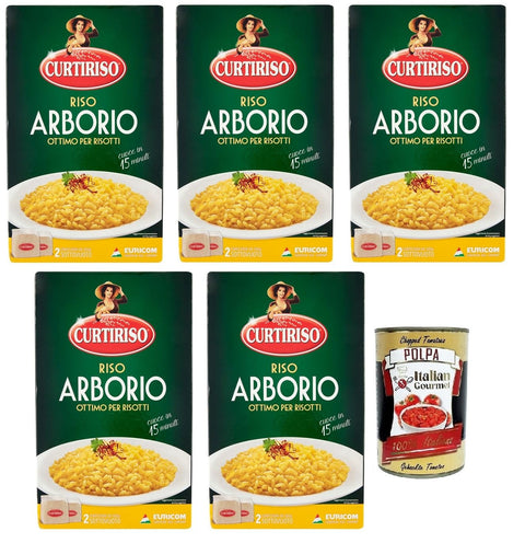 Curtiriso Riso Arborio Lot De 5 Boîtes De 1 Kg De Riz Italien 100 % Riz Italien Idéal Pour Tous Les Risottos 15 Minutes