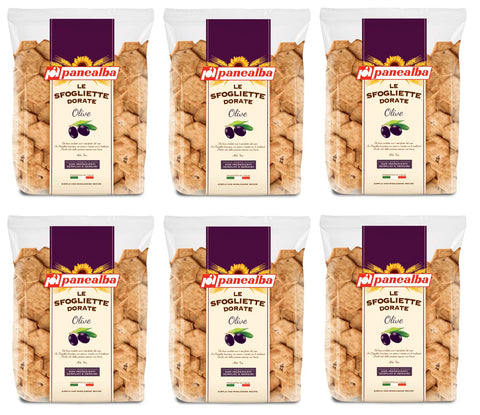 Panealba Le Sfogliette Dorate Lot De 6 Collations Cuites Au Four Avec Grains De Sel Et Olives 180 G