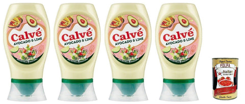 Calvè Salsa, Sauce À L'avocat Et Au Citron Vert, Sauce Épicée, Sans Gluten, 250 Ml, Top Down 4 X 250 Ml + Italian Gourmet Polpa 400 G