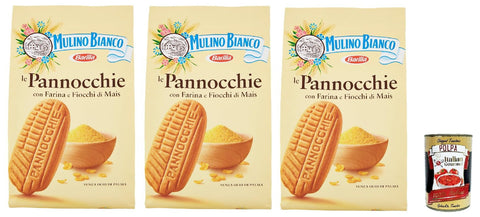 Mulino Bianco Pannocchie, Biscotti Con Farina Di Mais, Biscuits À La Farine De Maïs, Biscuits Cookies, 3x 350g + Italian Gourmet Polpa 400g
