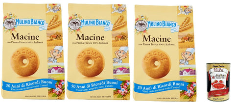 Mulino Bianco Macine Biscotti Con Panna Fresca, Biscuits Avec De La Crème Fraîche, Biscuits Cookies, 3x 350g + Italian Gourmet Polpa 400g