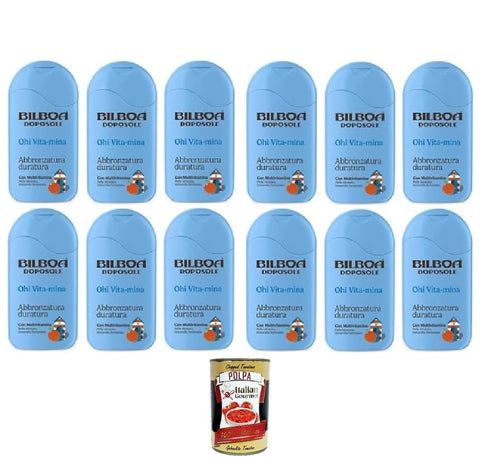 Bilboa Lot De 12 Crèmes Après-Soleil Doposole Ohi Vita-Mina, Bronzage Longue Durée Avec Multivitamine, Peau Hydratée, Testée Dermatologiquement – 200 Ml + Italian Gourmet Polpa 400gr