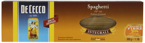 De Cecco Pâtes Complètes Spaghetti 500gr - Lot De 5