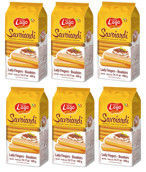 Gastone Lago Savoiardi Lot De 6 Biscuits Sardes Traditionnels Légèrement Sucrés À La Surface Avec Un Léger Arôme De Citron 400 G