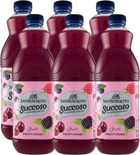 6 X San Benedetto Succoso Fruits Rouges Juteux Bouteille Pet 1,5 L Jus De Fruits