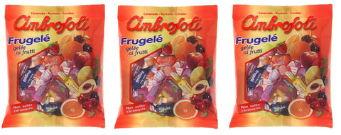 Lot De 3 Gelées De Fruits Ambrosoli Frugelé Dans Les Saveurs Fraise, Citron, Orange, Cerise Noire, Pêche Et Mûre 130 G Sachets De Bonbons Aux Fruits Doux