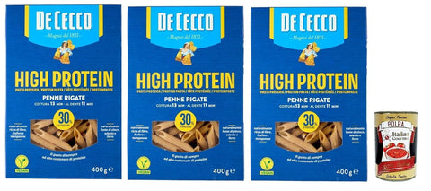 De Cecco Penne Rigate No. 41, High Protein, Pasta De Blé En Dur Italien, 3 Paquets De 400 G, Pâtes En Blé À 100% Italien, + Italian Gourmet Polpa 400g